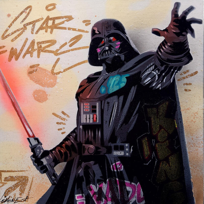 Painting Dark Vador by Lemoine Mael | Painting Pop-art Pop icons Graffiti Acrylic