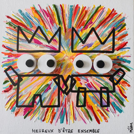 Painting HEUREUX by Mam | Painting Pop-art Acrylic Pop icons