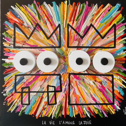 Painting LA VIE L’AMOUR LA JOIE by Mam | Painting Pop-art Acrylic Pop icons