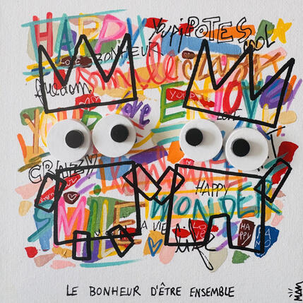 Painting LE BONHEUR by Mam | Painting Pop-art Acrylic Pop icons