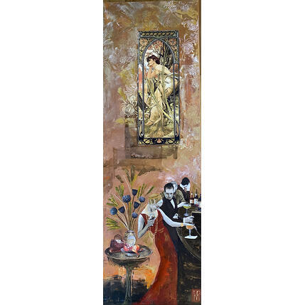 Painting Une rencontre 2  by Romanelli Karine | Painting Figurative Acrylic, Gluing Life style, Urban