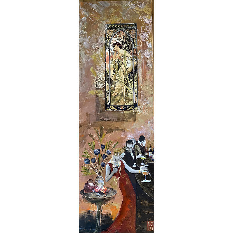 Painting Une rencontre 2  by Romanelli Karine | Painting Figurative Urban Life style Acrylic Gluing