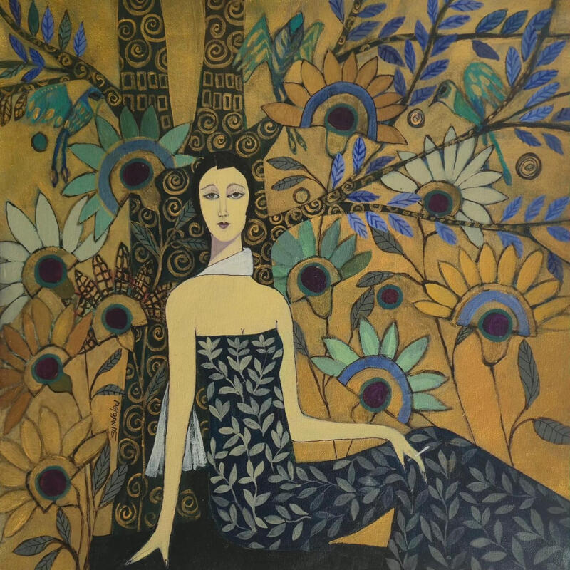 Painting Élégance by Sundblad Silvina | Painting Figurative Acrylic Pastel