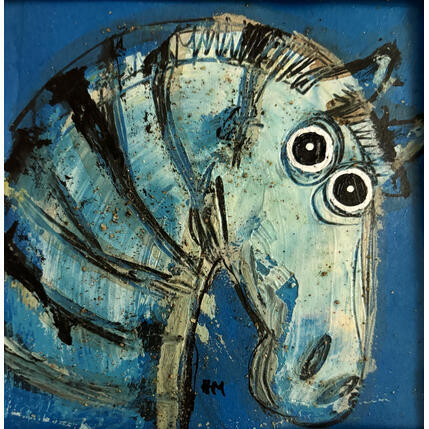 Painting Zebra blue by Maury Hervé | Painting Raw art Acrylic, Ink Animals