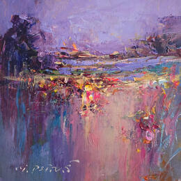 Painting Swamp at Sunset by Petras Ivica | Painting