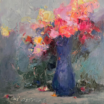 Painting Delicate Bouquet in a Blue Vase by Petras Ivica | Painting