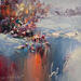 Painting Icy Reflection by Petras Ivica | Painting Figurative Landscapes Oil
