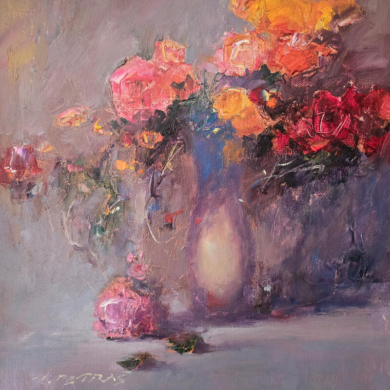 Painting Magnificent Bouquet of Roses by Petras Ivica | Painting Figurative Landscapes Oil