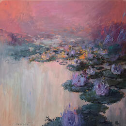 Painting Water Lilies at Dusk by Petras Ivica | Painting