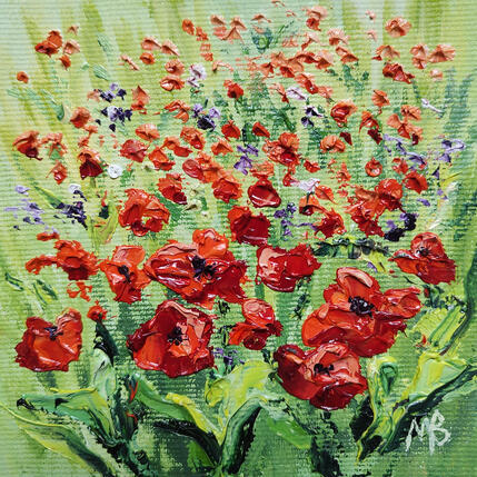 Painting Les coquelicots by Blandin Magali | Painting Figurative Oil Landscapes
