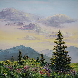 Peinture Montagne enchantée par Blandin Magali | Tableau Figuratif Huile Paysages