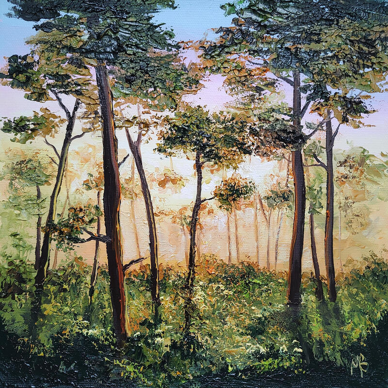 Painting Forêt Méditerranéenne by Blandin Magali | Painting Figurative Landscapes Oil