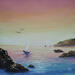 Painting Au delà des rochers by Blandin Magali | Painting Figurative Landscapes Oil