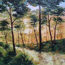 Painting Balade réconfortante by Blandin Magali | Painting Figurative Oil Landscapes