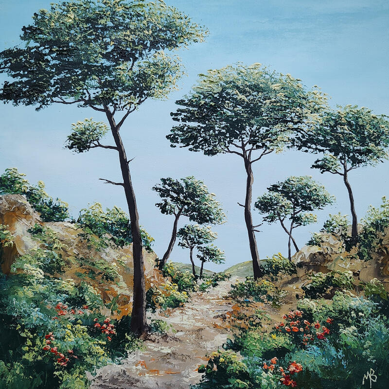 Painting Un parfum de terre chaude by Blandin Magali | Painting Figurative Landscapes Oil