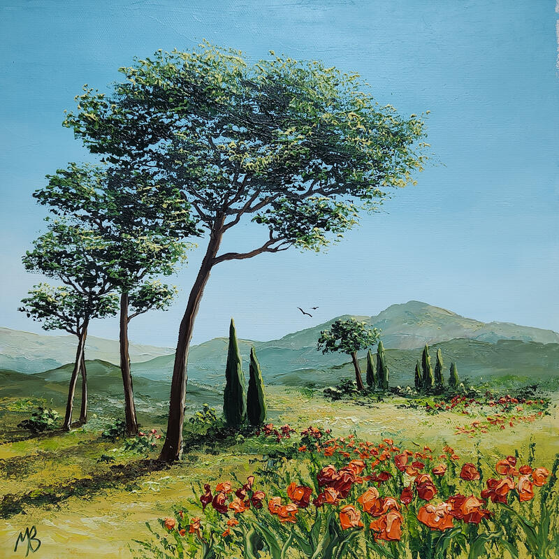 Peinture Ode à la vie en Provence par Blandin Magali | Tableau Figuratif Paysages Huile