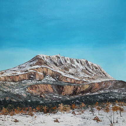Painting La Sainte Victoire enneigée by Blandin Magali | Painting Figurative Oil Landscapes