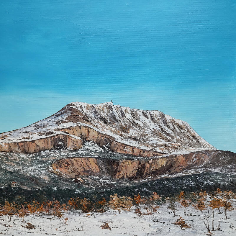 Painting La Sainte Victoire enneigée by Blandin Magali | Painting Figurative Landscapes Oil