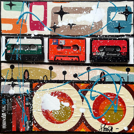 Painting Vintage Music by Costa Sophie | Painting Pop-art Acrylic, Gluing, Upcycling