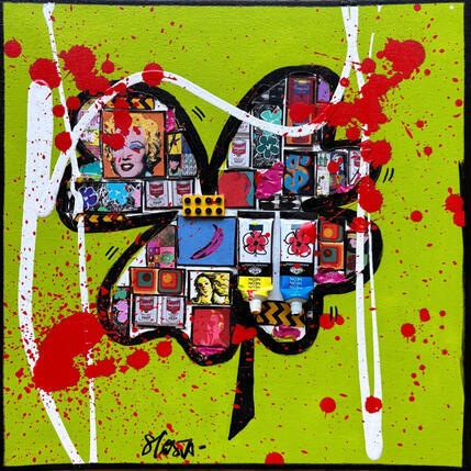 Painting POP TREFLE by Costa Sophie | Painting Pop-art Acrylic, Gluing, Upcycling Pop icons