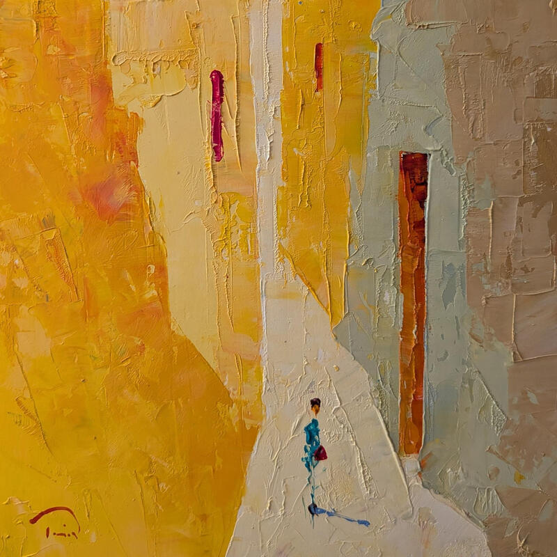 Peinture Las 12:00 AM par Tomàs | Tableau Abstrait Urbain Huile