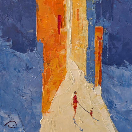 Peinture La casa azul par Tomàs | Tableau Abstrait Huile