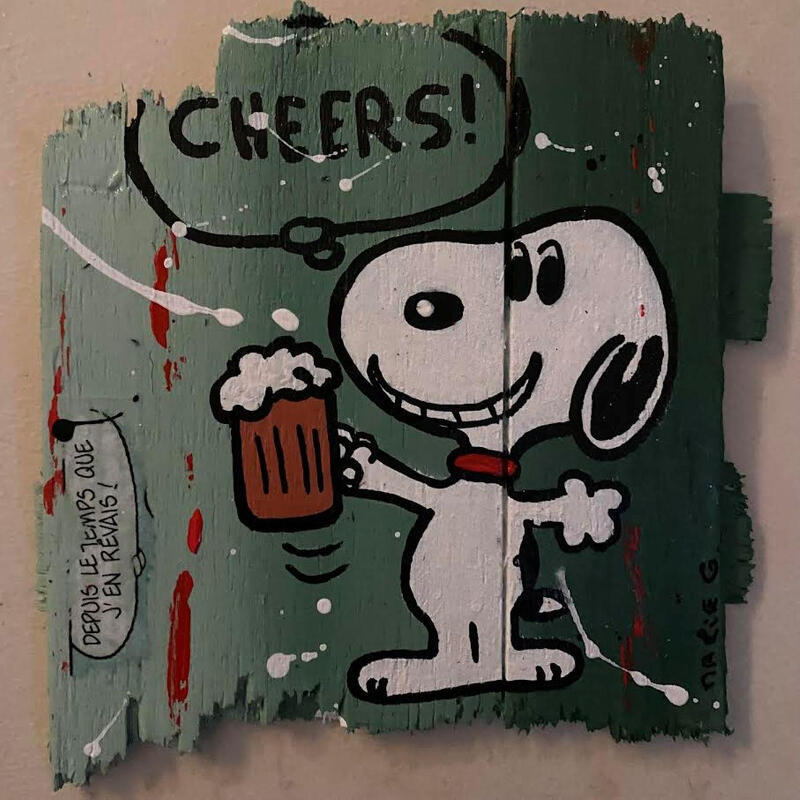 Gemälde F1  CHEERS ! von Marie G.  | Gemälde Pop-Art Pop-Ikonen Holz Acryl