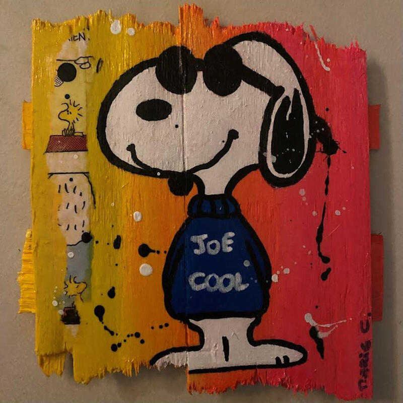 Gemälde F1 Joe cool von Marie G. | Gemälde Pop-Art Pop-Ikonen Holz Acryl