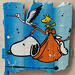 Peinture F2 La cigogne et Snoopy par Marie G. | Tableau Pop-art Icones Pop Bois Acrylique