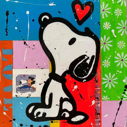 Gemälde F4  LOVE von Marie G.  | Gemälde Pop-Art Acryl, Collage, Holz Pop-Ikonen