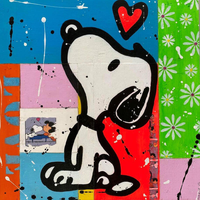 Gemälde F4  LOVE von Marie G.  | Gemälde Pop-Art Pop-Ikonen Holz Acryl Collage