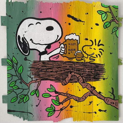 Gemälde F4  Apéro dans le nid von Marie G.  | Gemälde Pop-Art Acryl, Holz Pop-Ikonen