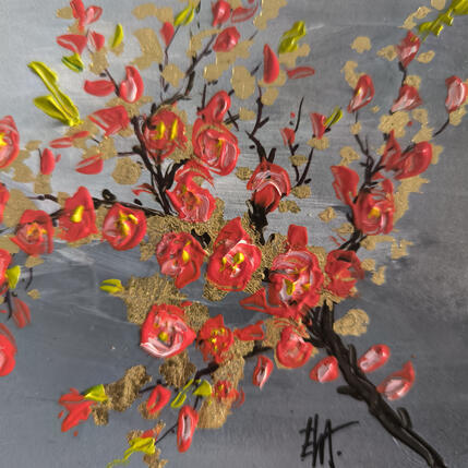 Peinture Le cognassier du Japon. par Rey Ewa | Tableau Figuratif Acrylique Paysages