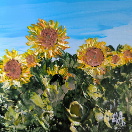 Peinture Fleurs du soleil. par Rey Ewa | Tableau Figuratif Acrylique Paysages