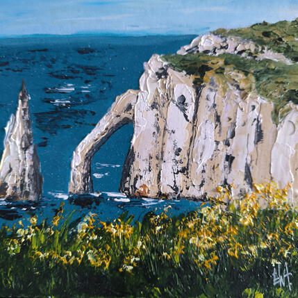 Peinture Etretat par Rey Ewa | Tableau Figuratif Acrylique Paysages