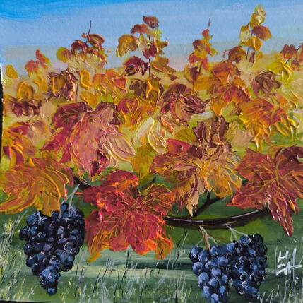 Peinture Appellation Côtes du Rhône. par Rey Ewa | Tableau Figuratif Acrylique Paysages