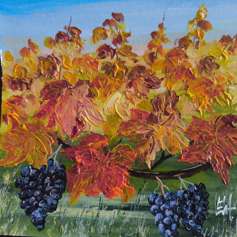 Peinture Appellation Côtes du Rhône. par Rey Ewa | Tableau Figuratif Paysages Acrylique