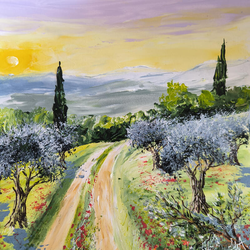 Peinture Lumières de Provence  par Rey Ewa | Tableau Figuratif Paysages Acrylique