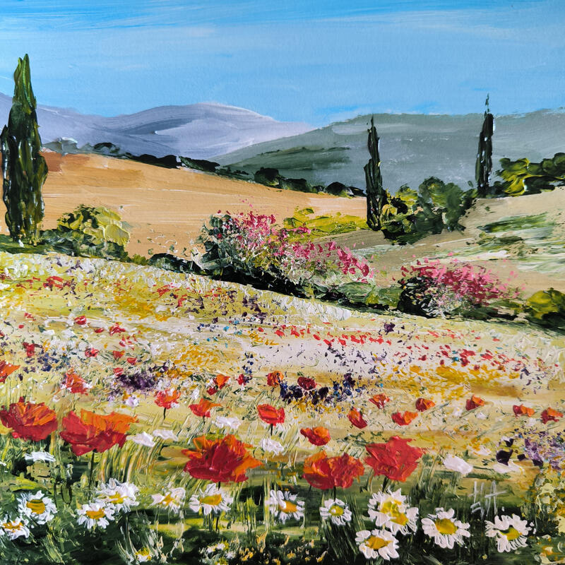 Peinture Couleurs de l' été. par Rey Ewa | Tableau Figuratif Paysages Acrylique