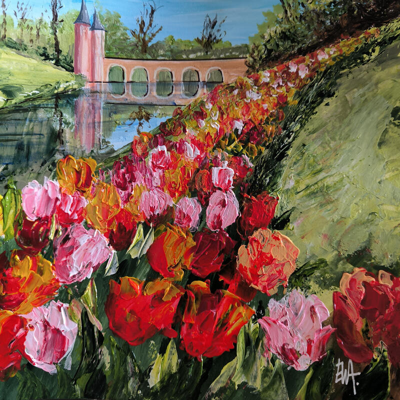 Peinture Les Floralies de Bruxelles. par Rey Ewa | Tableau Figuratif Paysages Acrylique