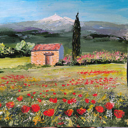 Peinture Le cabanon du Mont Ventoux. par Rey Ewa | Tableau Figuratif Acrylique Paysages