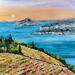 Peinture Le vignoble fe Cassis en automne. par Rey Ewa | Tableau Figuratif Paysages Acrylique