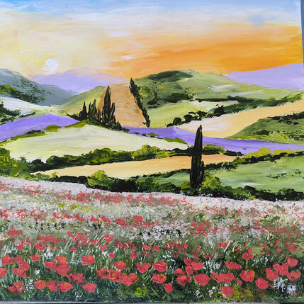 Peinture Le monde en couleurs. par Rey Ewa | Tableau Figuratif Acrylique Paysages