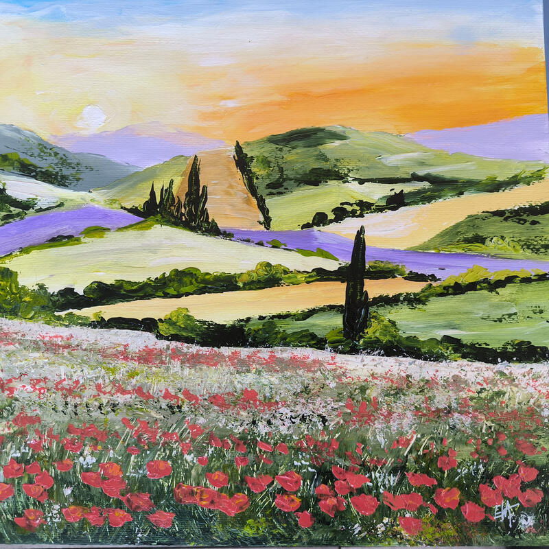 Peinture Le monde en couleurs. par Rey Ewa | Tableau Figuratif Paysages Acrylique