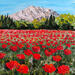 Peinture Les coquelicots de la Sainte Victoire. par Rey Ewa | Tableau Figuratif Paysages Acrylique