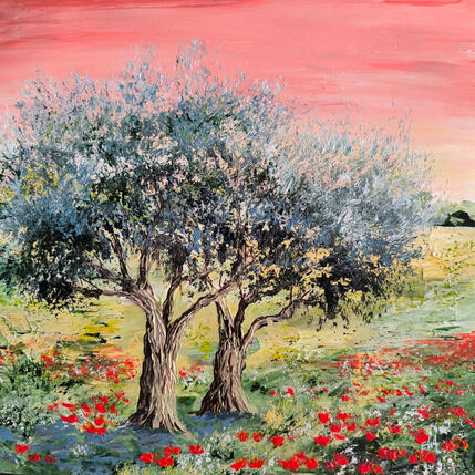 Peinture Les inséparables. par Rey Ewa | Tableau Figuratif Acrylique Paysages