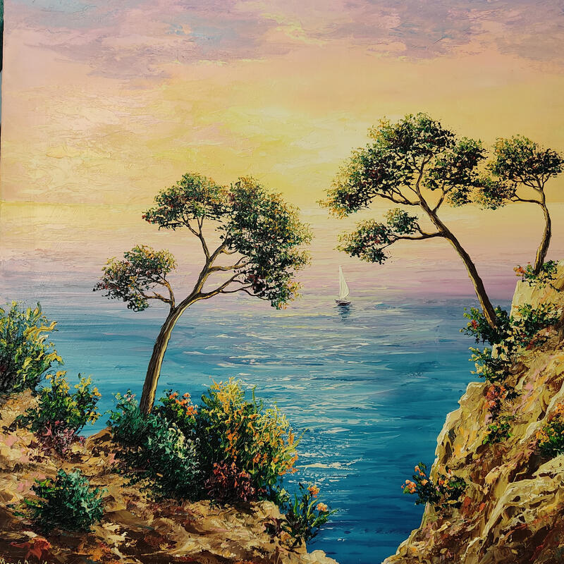 Painting floraison printanière by Blandin Magali | Painting Figurative Landscapes Oil