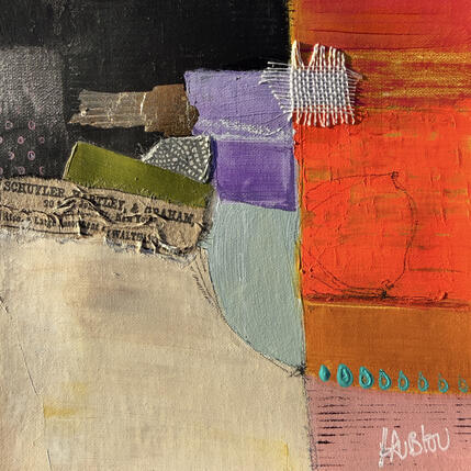 Painting Myster-1 by Lau Blou | Painting Abstract Acrylic, Cardboard, Gluing, Gold leaf, Pastel Minimalist