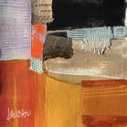 Painting Myster-2 by Lau Blou | Painting Abstract Acrylic, Cardboard, Gluing, Gold leaf, Pastel Minimalist