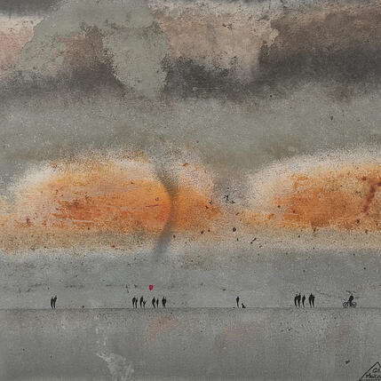 Painting Laïna by Manconi Gil | Painting Subject matter Metal, Upcycling Landscapes